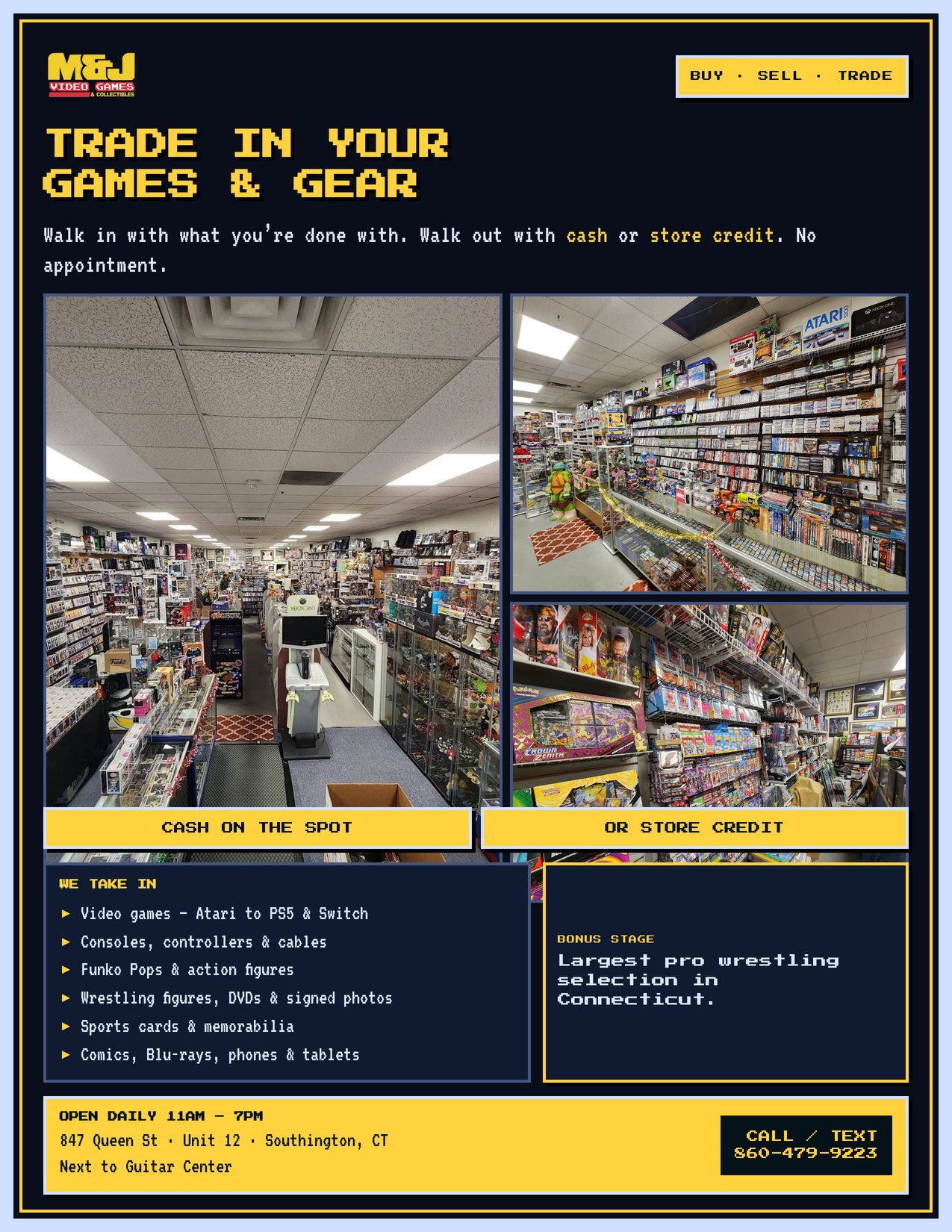 M&J Video Games trade-in flyer